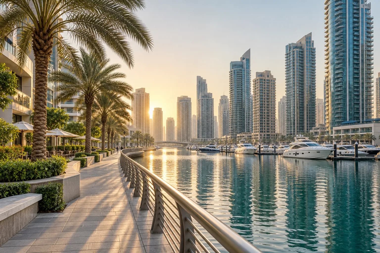 Dubai marina promenade and waterfront residences
